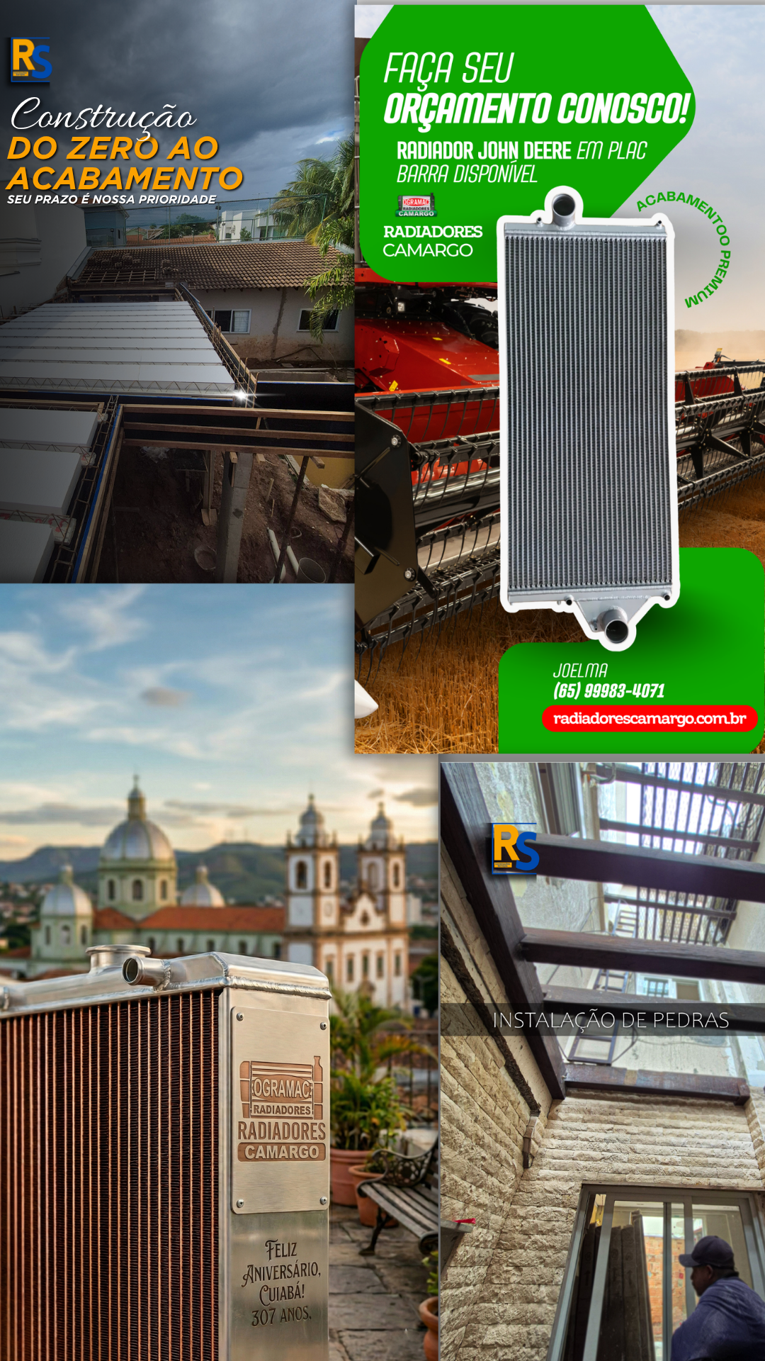 Arte vertical com exemplos de projetos da JP1 Creative